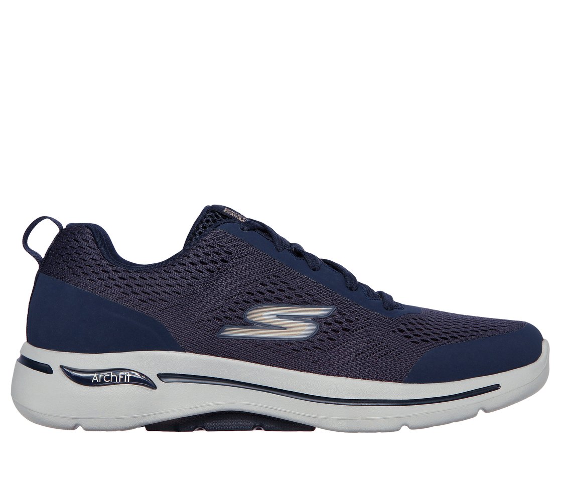 GO WALK ARCH FIT-IDYLLIC, NAVY/GOLD Footwear Lateral View