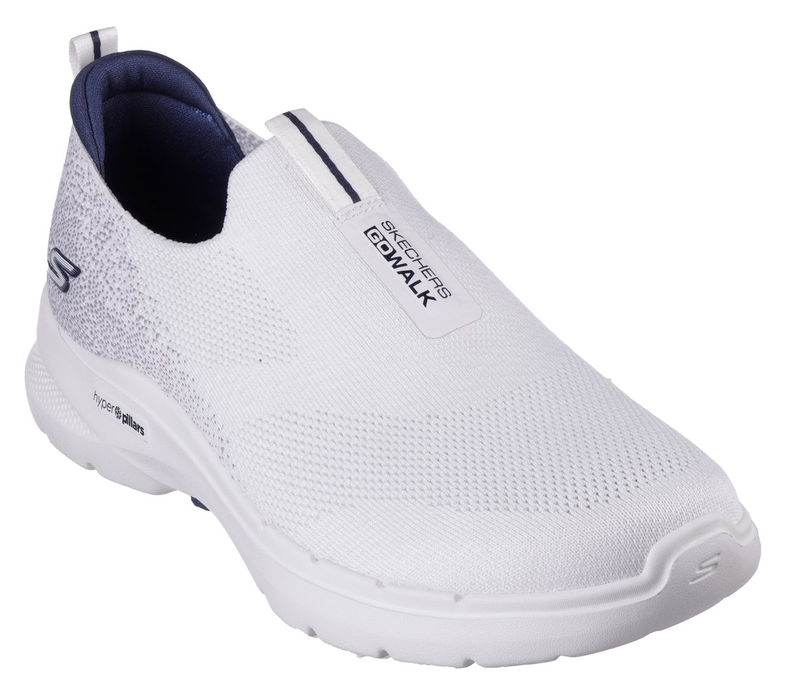 GO WALK 6, WHITE/NAVY Footwear Right View