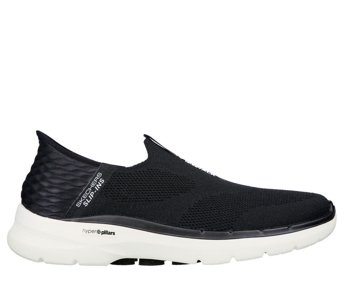 GO WALK 6 - EASY ON, BLACK Footwear Lateral View