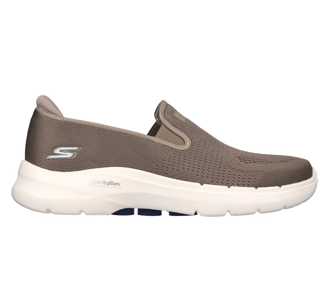 GO WALK 6, TAUPE/NAVY Footwear Lateral View