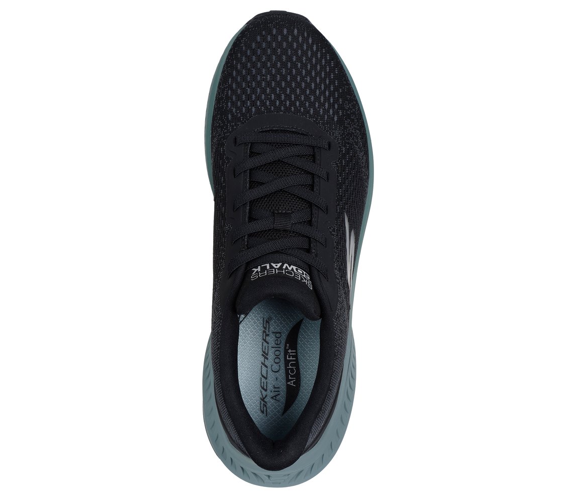 GO WALK MAX CUSHIONING ARCH F, BLACK/GREEN Footwear Top View