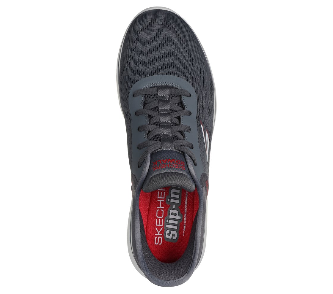 GO WALK 7, CHARCOAL/RED Footwear Top View