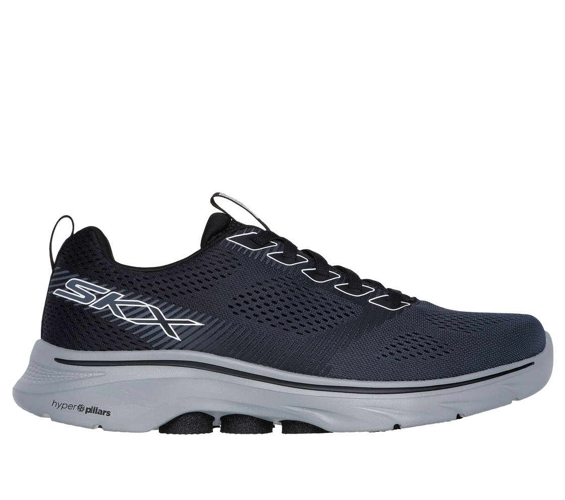 GO WALK 7 - HAHN, BLACK/GREY Footwear Lateral View