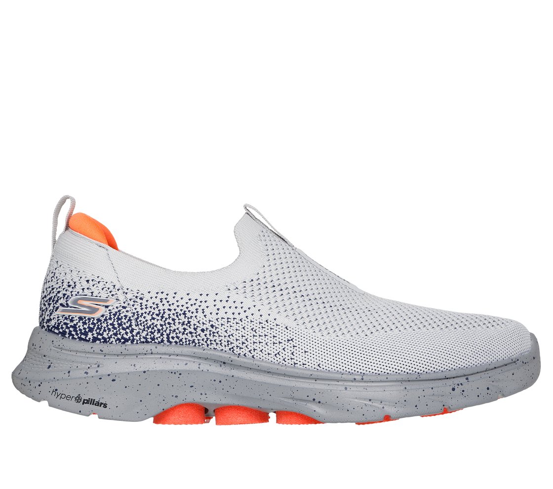 GO WALK 7, GREY/ORANGE Footwear Lateral View