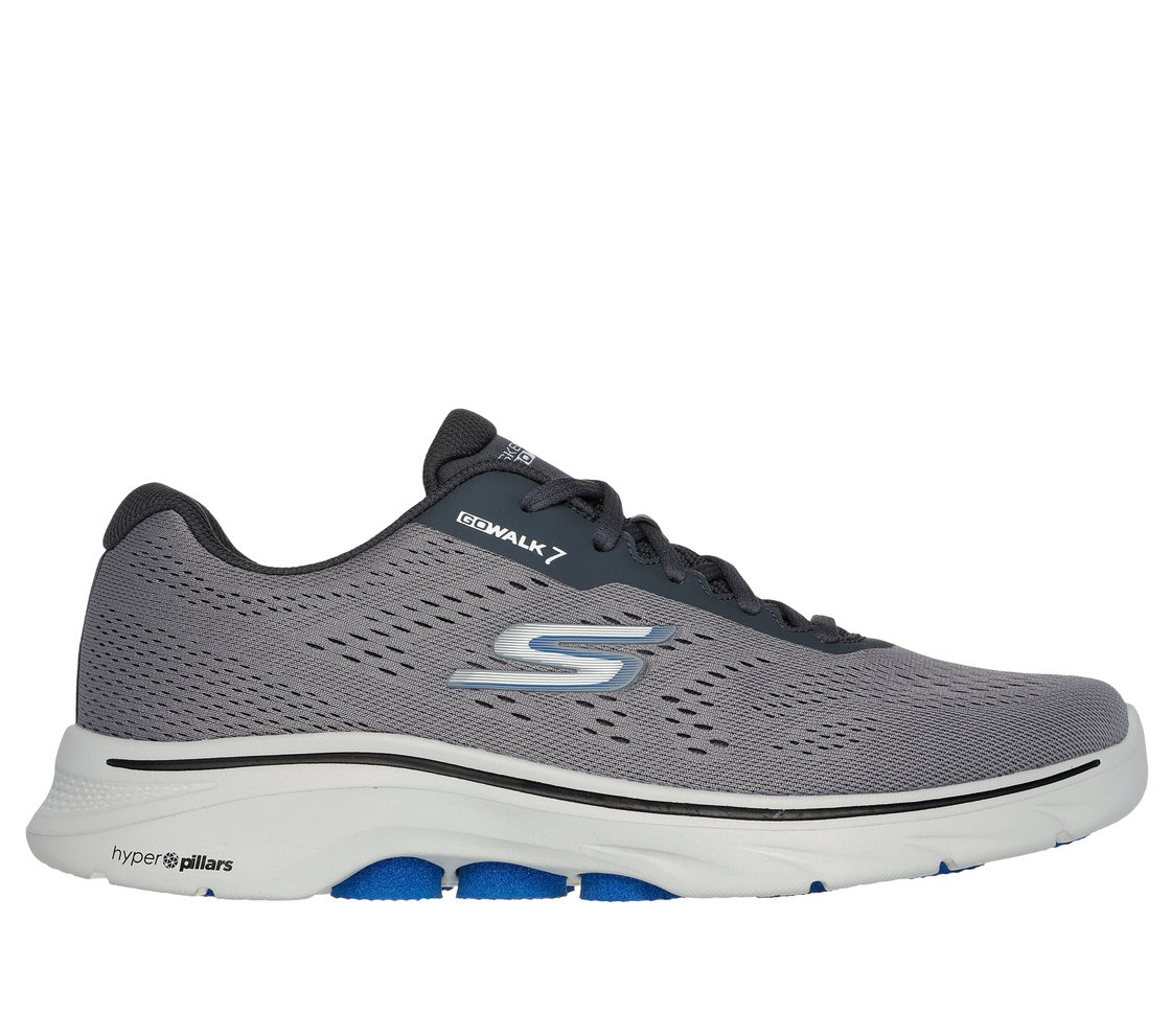 GO WALK 7 - AVALO 2, GRAY/BLUE Footwear Lateral View