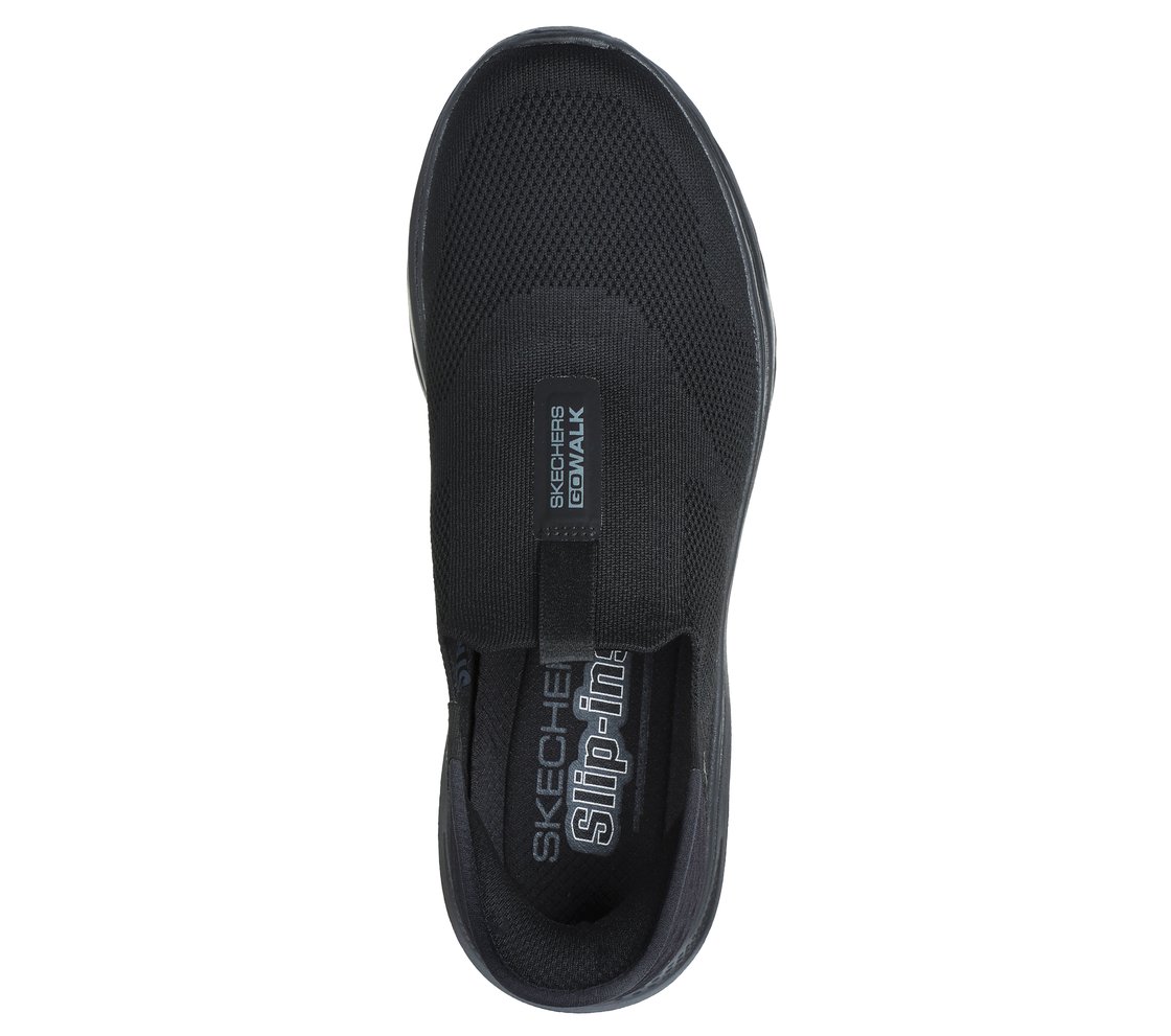 SKECHERS SLIP-INS: GO WALK 7 - EASY ON 2, BLACK Footwear Top View