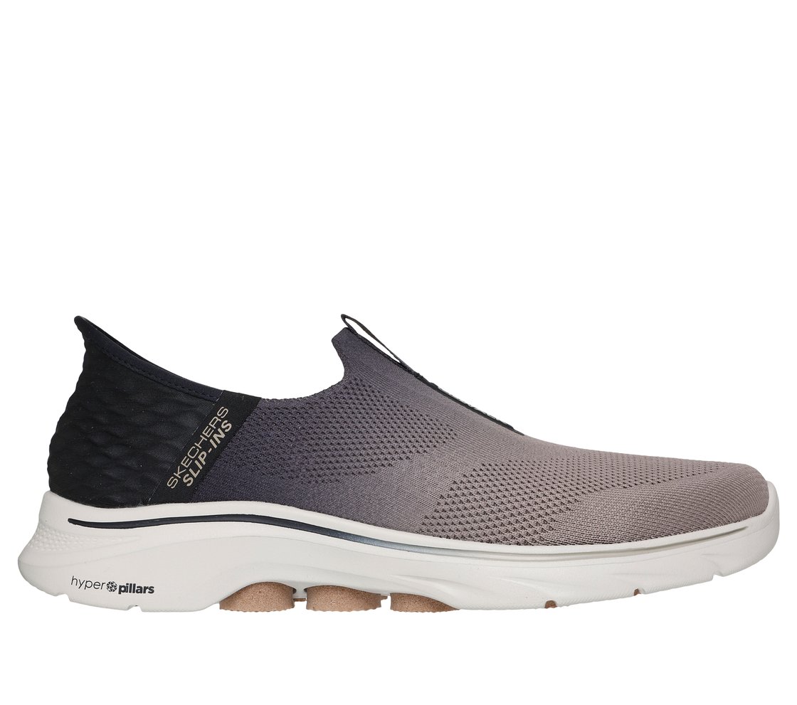 GO WALK 7 - EASY ON 2, BLACK/TAN Footwear Lateral View