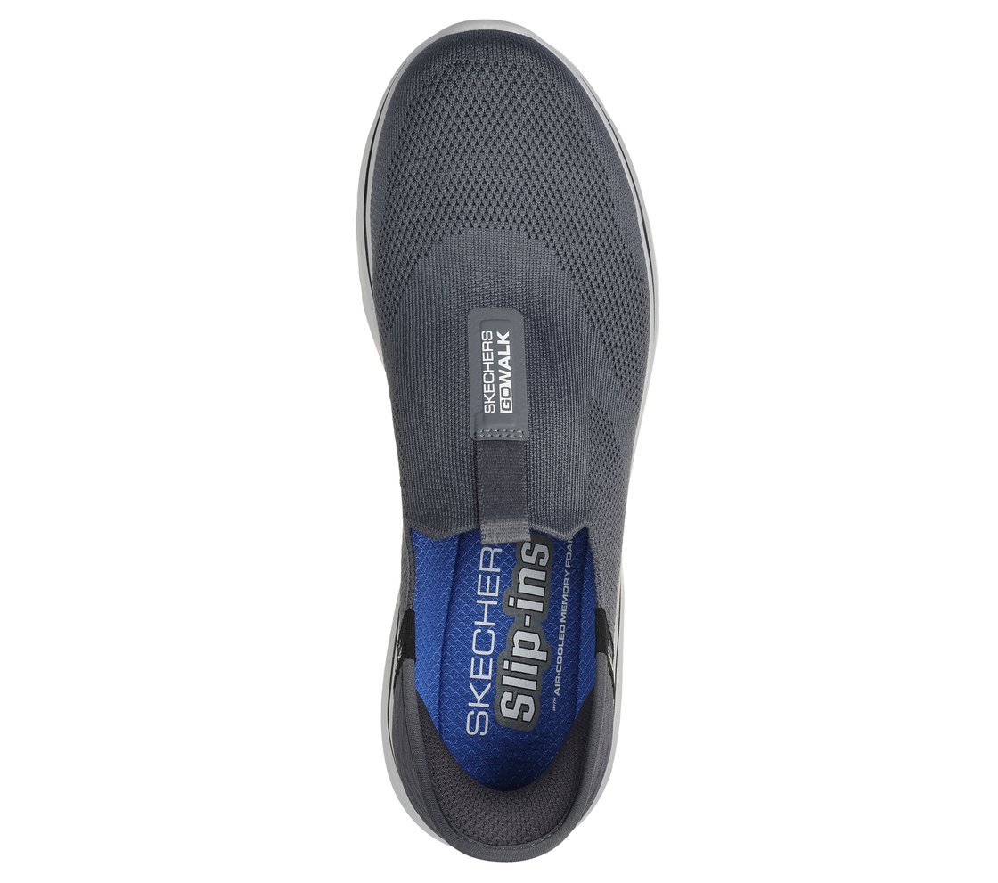 GO WALK 7 - EASY ON 2, CHARCOAL/BLUE Footwear Top View