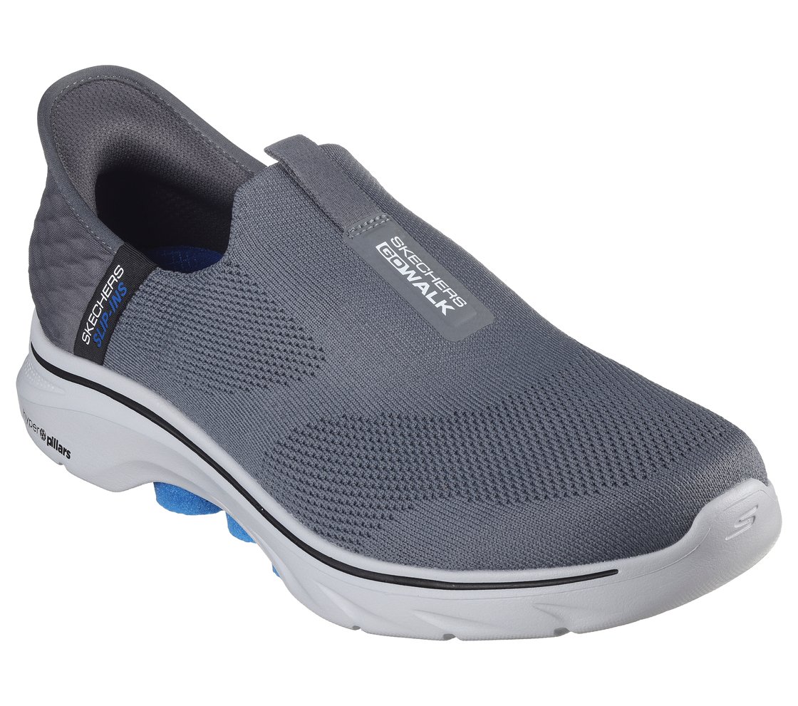GO WALK 7 - EASY ON 2, CHARCOAL/BLUE Footwear Left View