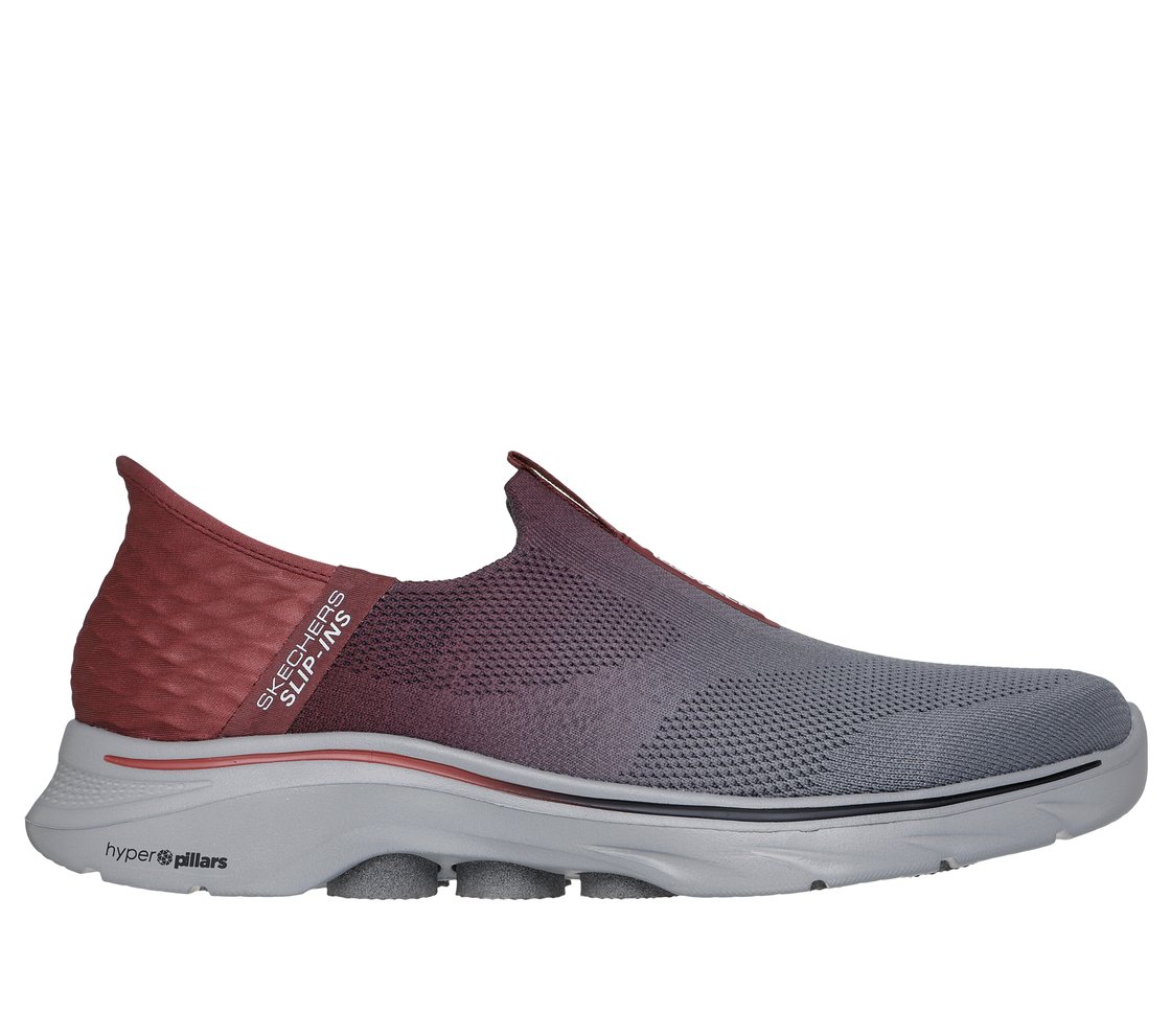 GO WALK 7 - EASY ON 2, RED GRAY Footwear Lateral View