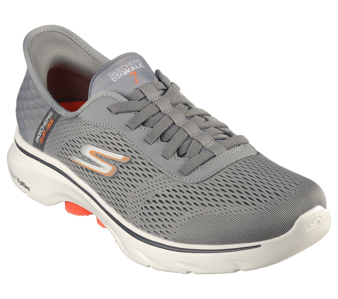 GO WALK 7 - FREE HAND 2, GREY/ORANGE Footwear Right View