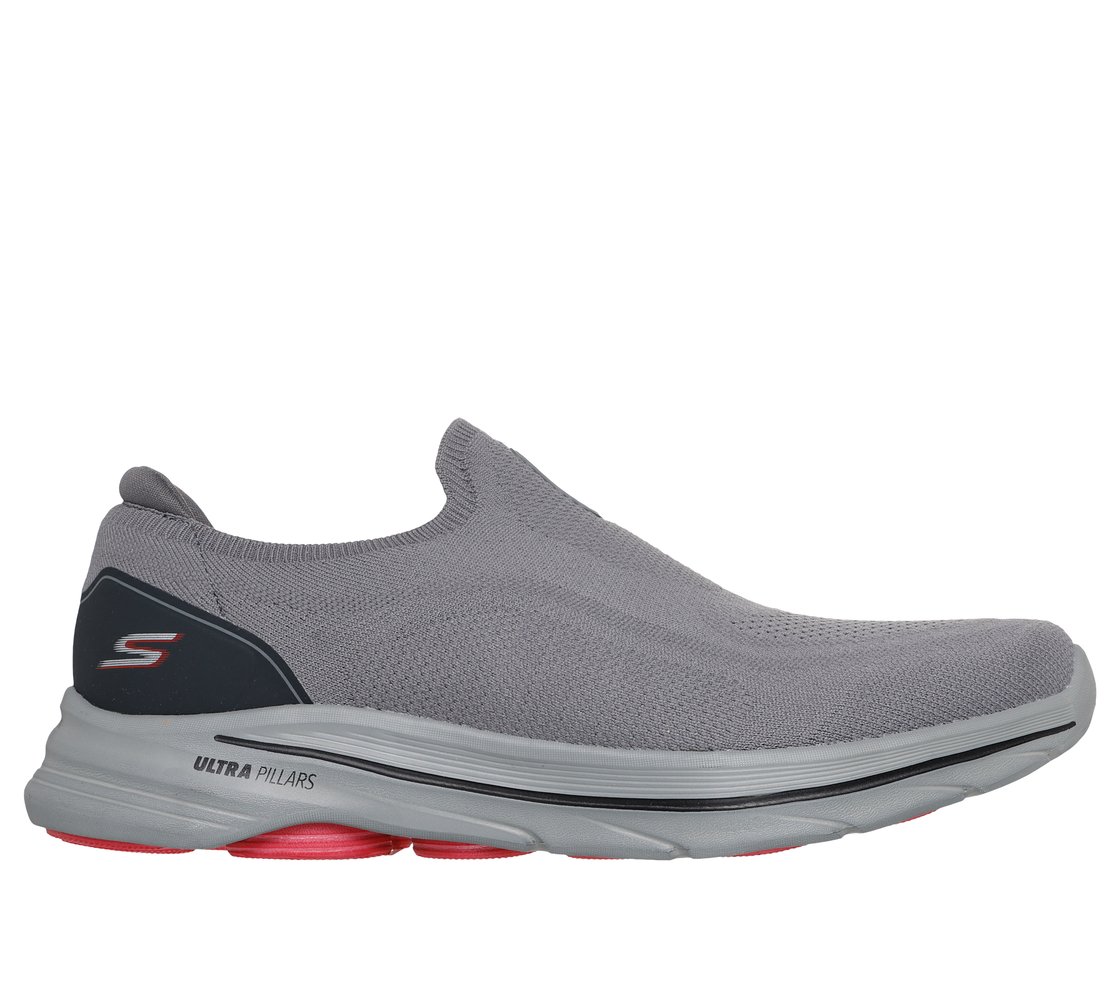 GO WALK 8 - GABE, CHARCOAL/RED Footwear Lateral View