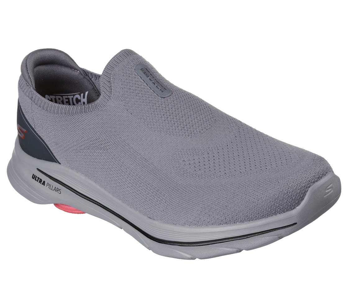 GO WALK 8 - GABE, CHARCOAL/RED Footwear Right View