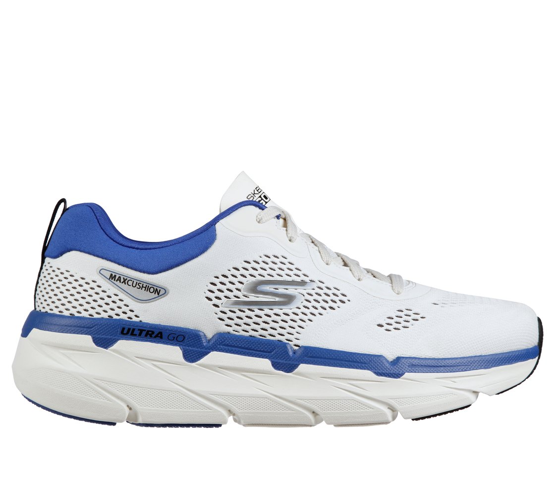 MAX CUSHIONING PREMIER -PERSP, WHITE/BLUE Footwear Lateral View