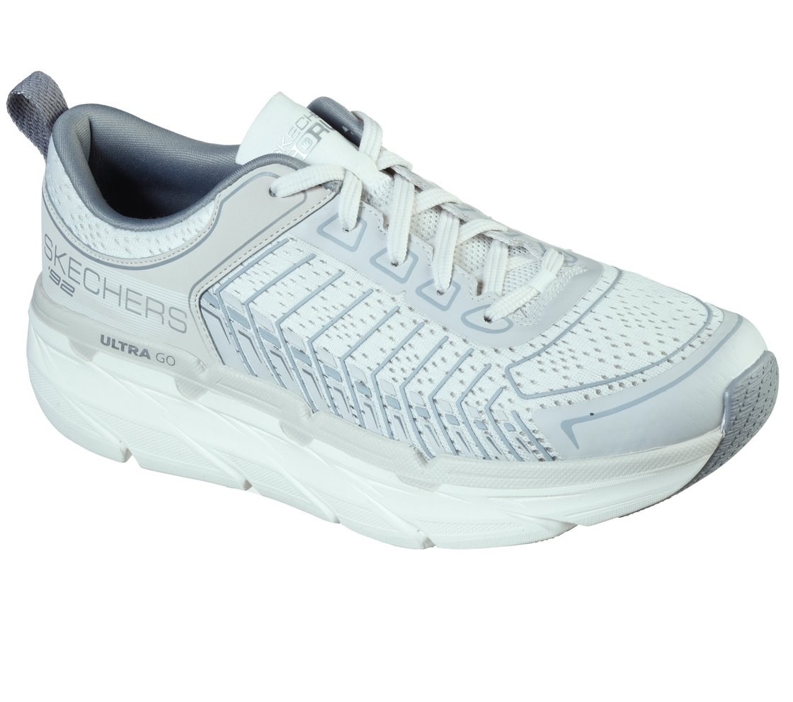 SKECHERS MAX CUSHIONING ホワイト Skechers White/Grey Max Cushioning Premier Endeav Mens Walking