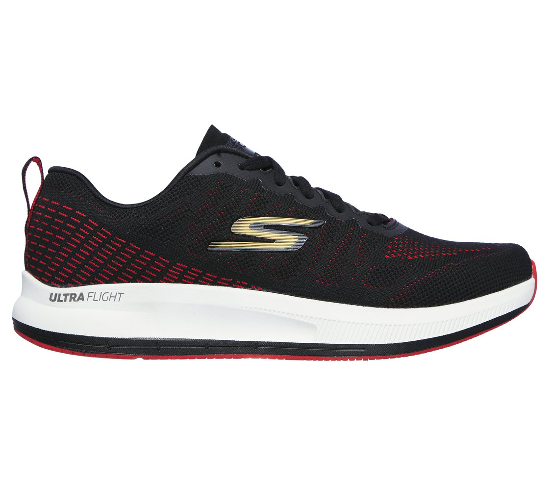 GO RUN PULSE - STRADA, BLACK/RED Footwear Lateral View