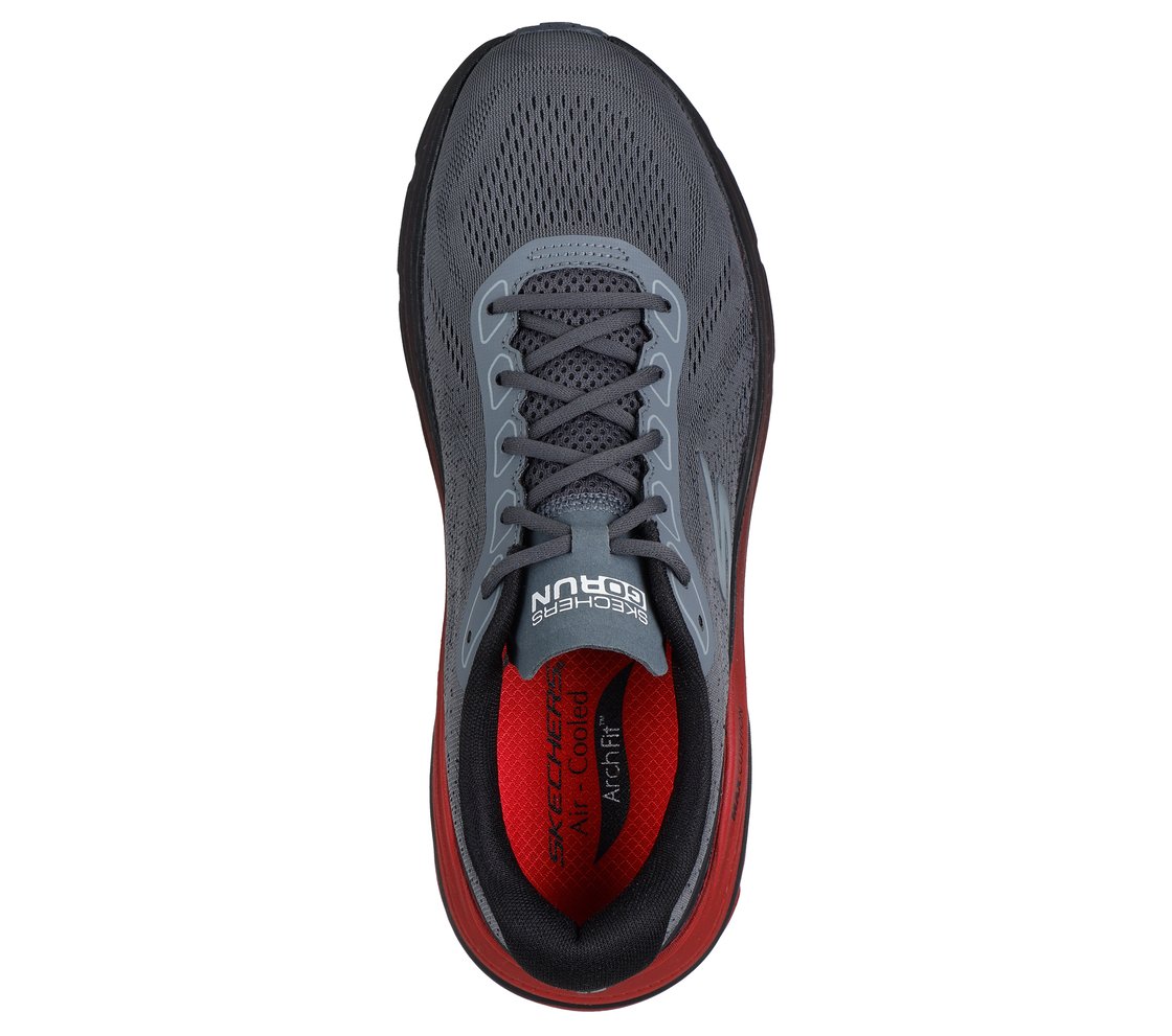MAX CUSHIONING ARCH FIT 2, CHARCOAL/RED Footwear Top View