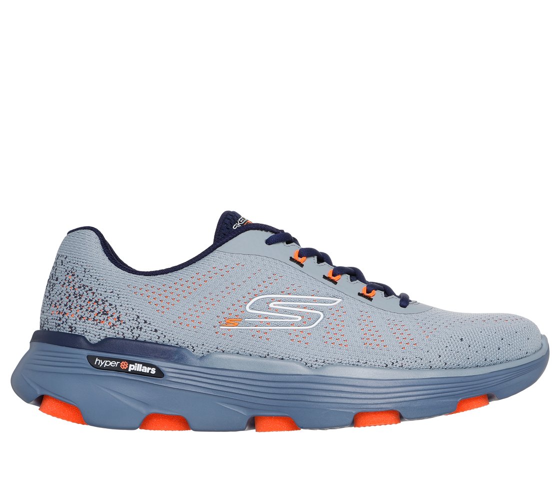GO RUN 7, GRAY/NAVY Footwear Lateral View