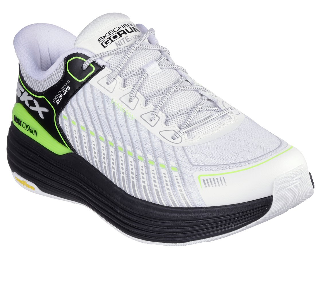 SKECHERS SLIP-INS: MAX CUSHIONING SUSPENSION, WHITE BLACK Footwear Right View