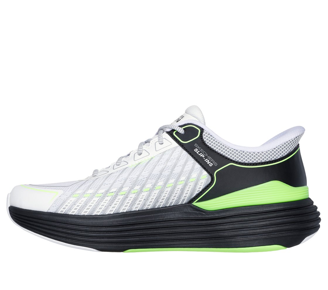 SKECHERS SLIP-INS: MAX CUSHIONING SUSPENSION, WHITE BLACK Footwear Left View