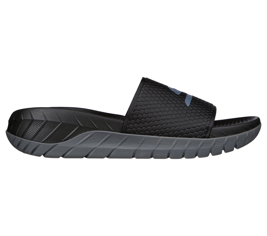 GO RECOVER SANDAL, BLACK/CHARCOAL Footwear Lateral View