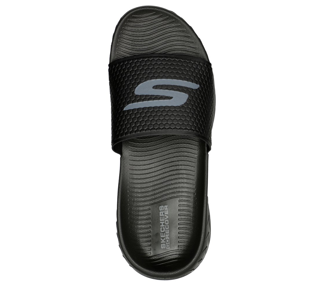 GO RECOVER SANDAL, BLACK/CHARCOAL Footwear Top View