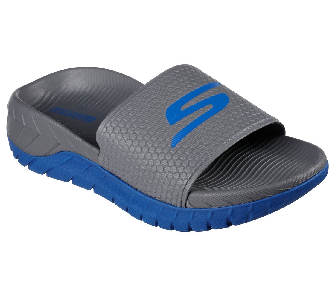 GO RECOVER SANDAL, CHARCOAL/BLUE Footwear Right View