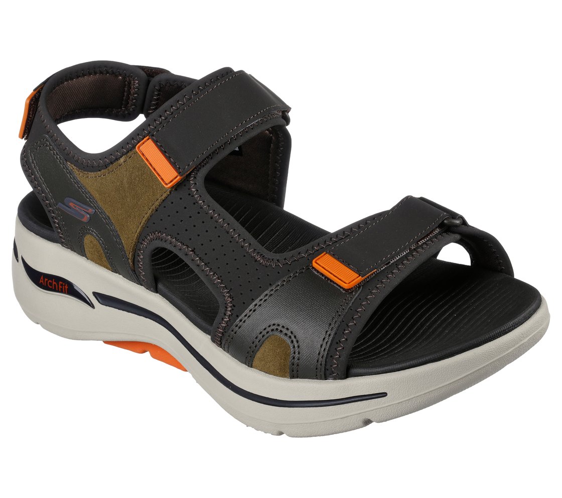 GO WALK ARCH FIT SANDAL-MISSI, OLIVE/ORANGE Footwear Right View