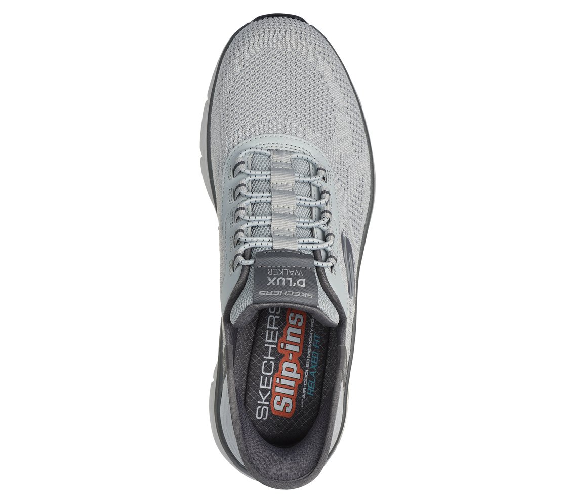 SKECHERS SLIP-INS RF: D'LUX WALKER 2.0 - REZINATE, Grey Footwear Top View