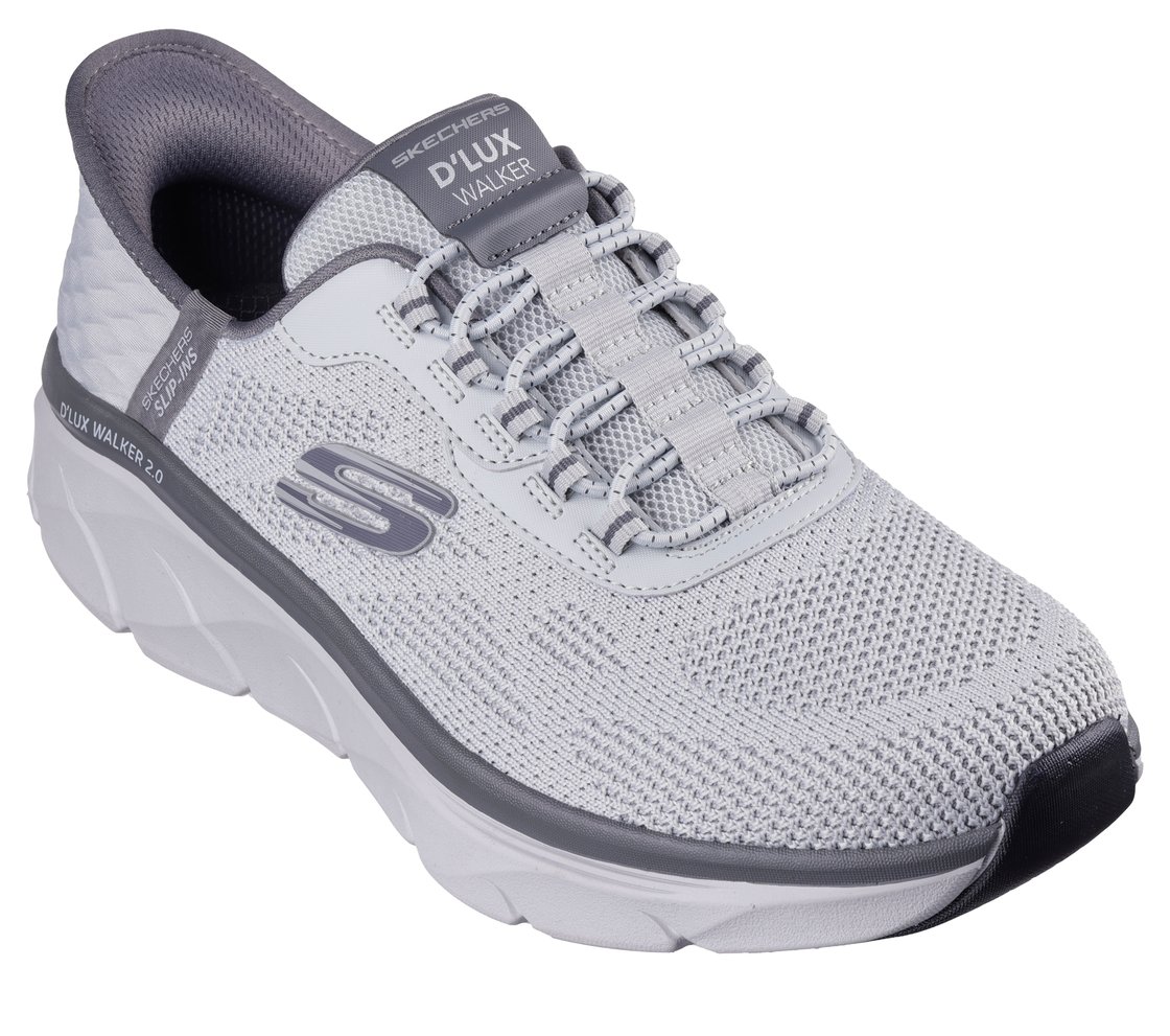 SKECHERS SLIP-INS RF: D'LUX WALKER 2.0 - REZINATE, Grey Footwear Right View