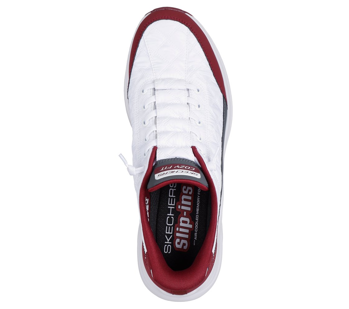 CONTOUR FOAM - COZY FIT, WHITE/BURGUNDY Footwear Top View