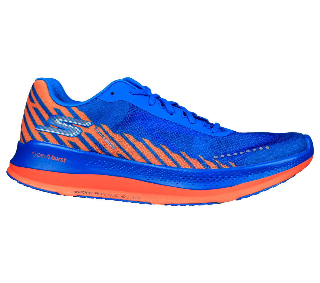 GO RUN RAZOR EXCESS, BLUE/ORANGE Footwear Lateral View