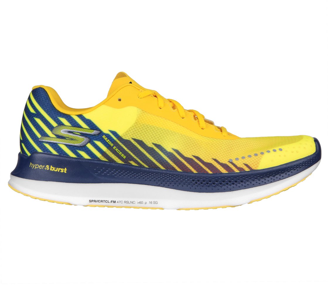 GO RUN RAZOR EXCESS, YELLOW/NAVY Footwear Lateral View