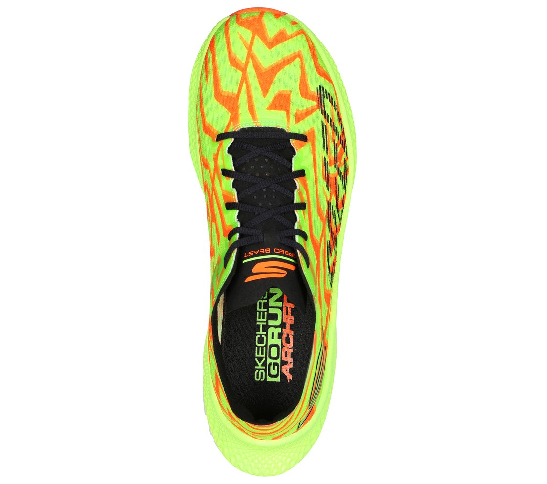 GO RUN SPEED BEAST, GREEN/ORANGE Footwear Top View