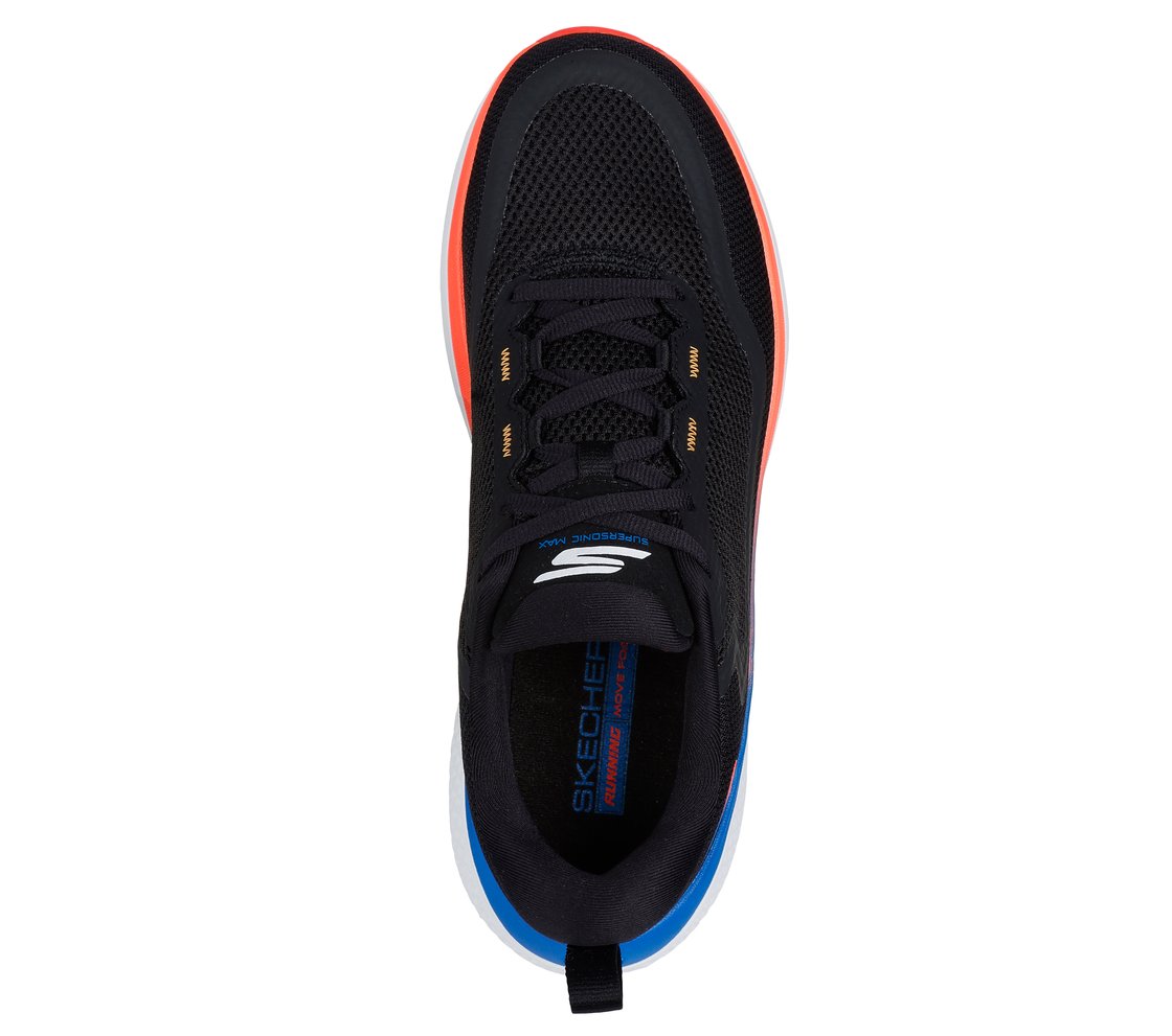 GO RUN SUPERSONIC MAX, BLACK/MULTI Footwear Top View