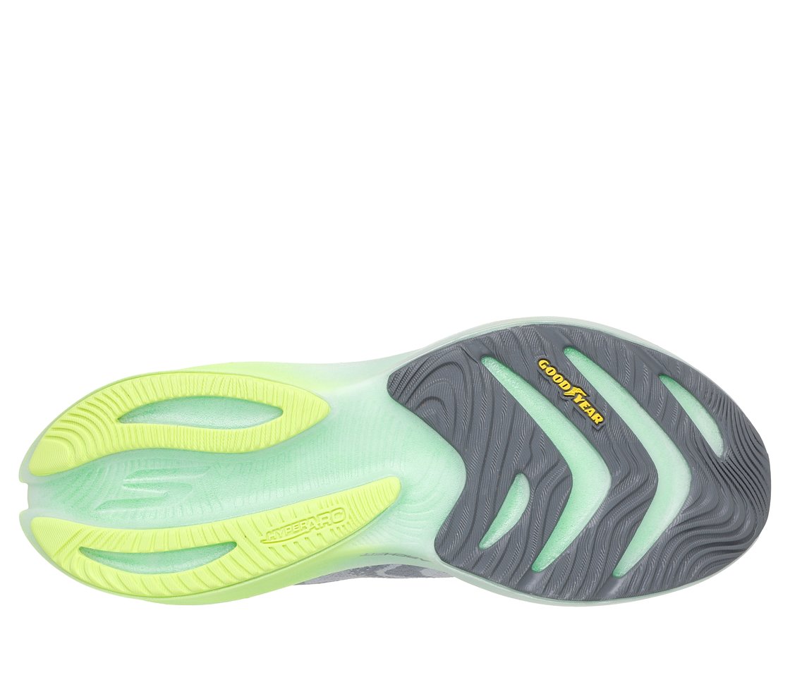 SKECHERS AERO SPARK, GRAY/LIME Footwear Bottom View