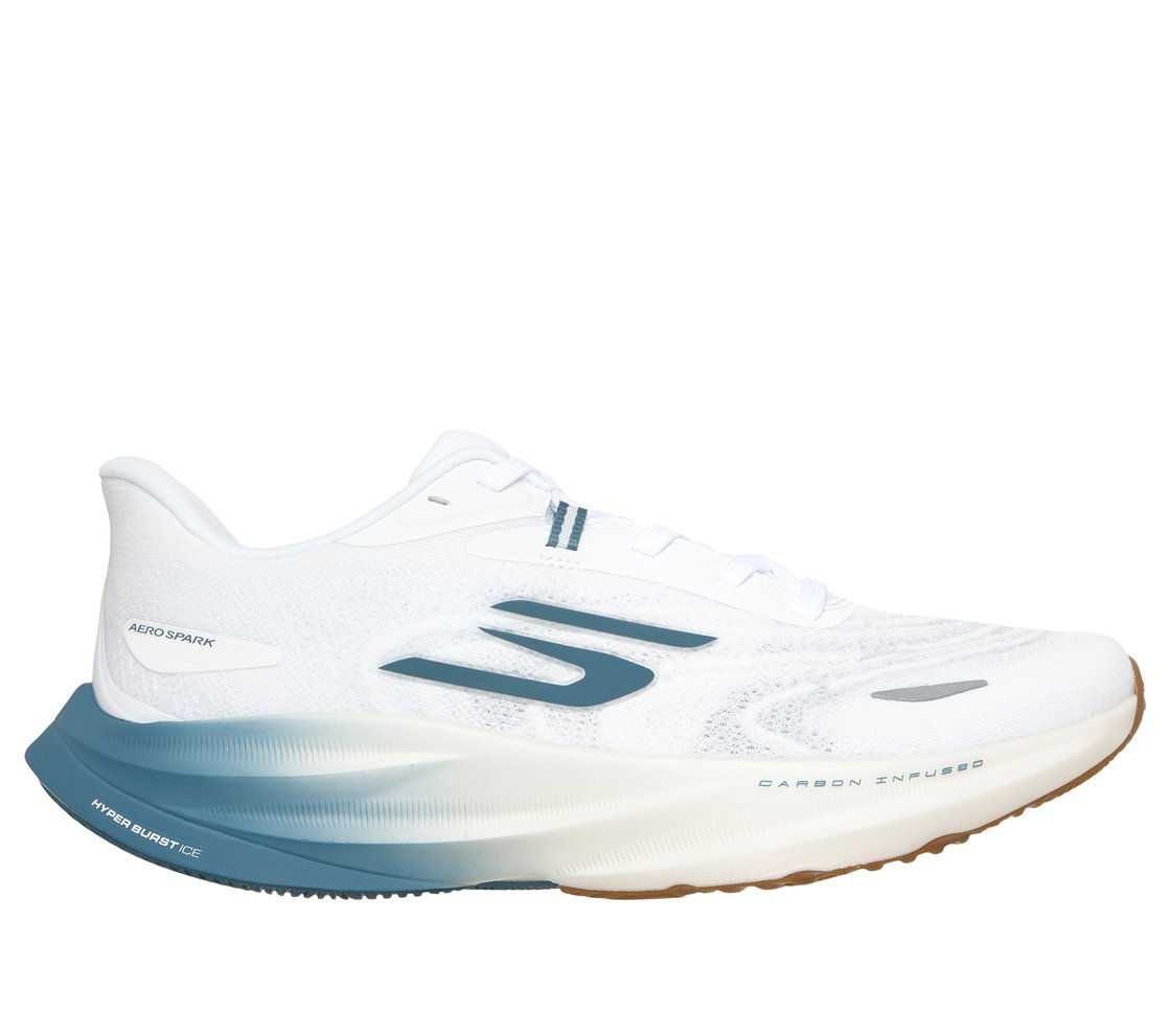 SKECHERS AERO SPARK, WHITE/BLUE Footwear Lateral View