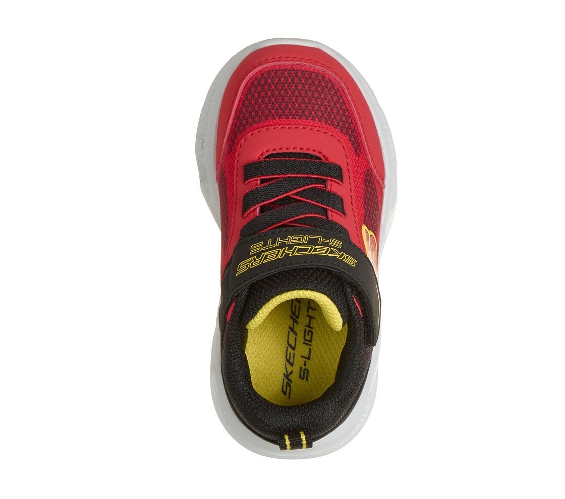 SKECHERS METEOR-LIGHTS-KRENDO, RED/BLACK Footwear Top View