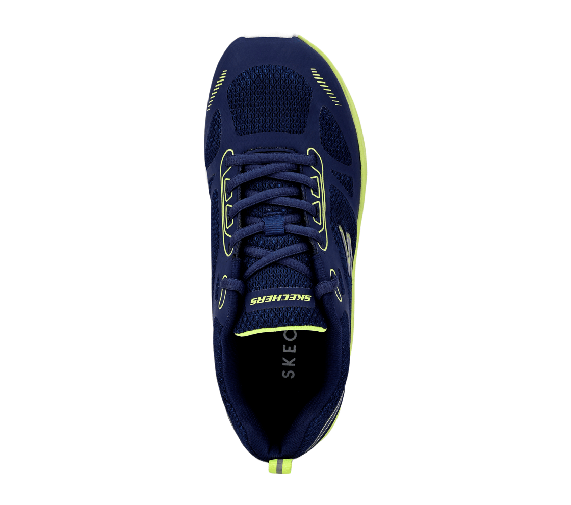 SKECHERS ELITE SPORT, NAVY/LIME Footwear Top View