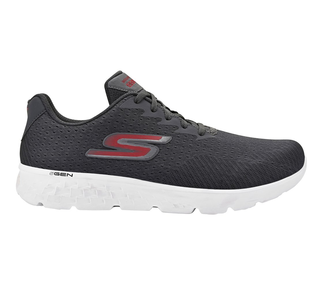 GO RUN 400, CHARCOAL/RED Footwear Lateral View