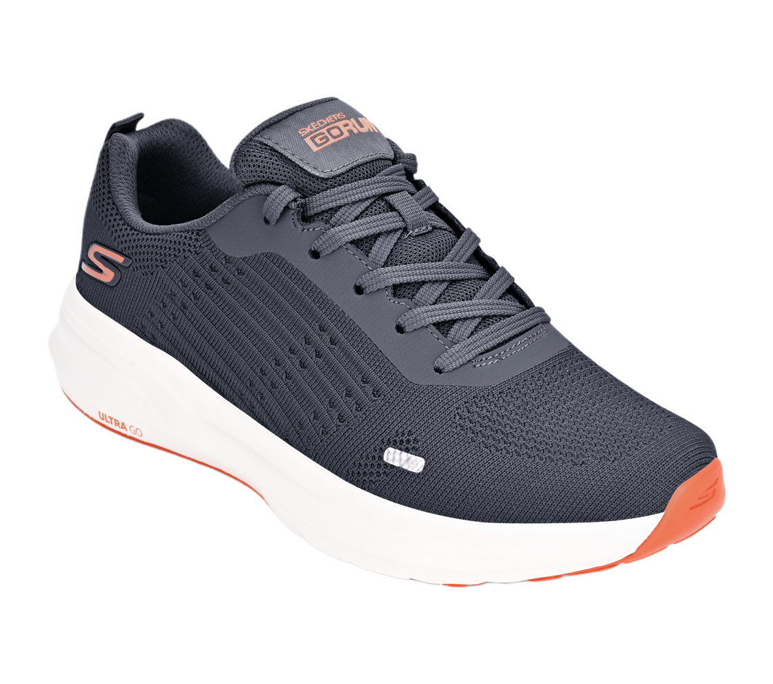 GO RUN PURE, CHARCOAL/ORANGE Footwear Right View