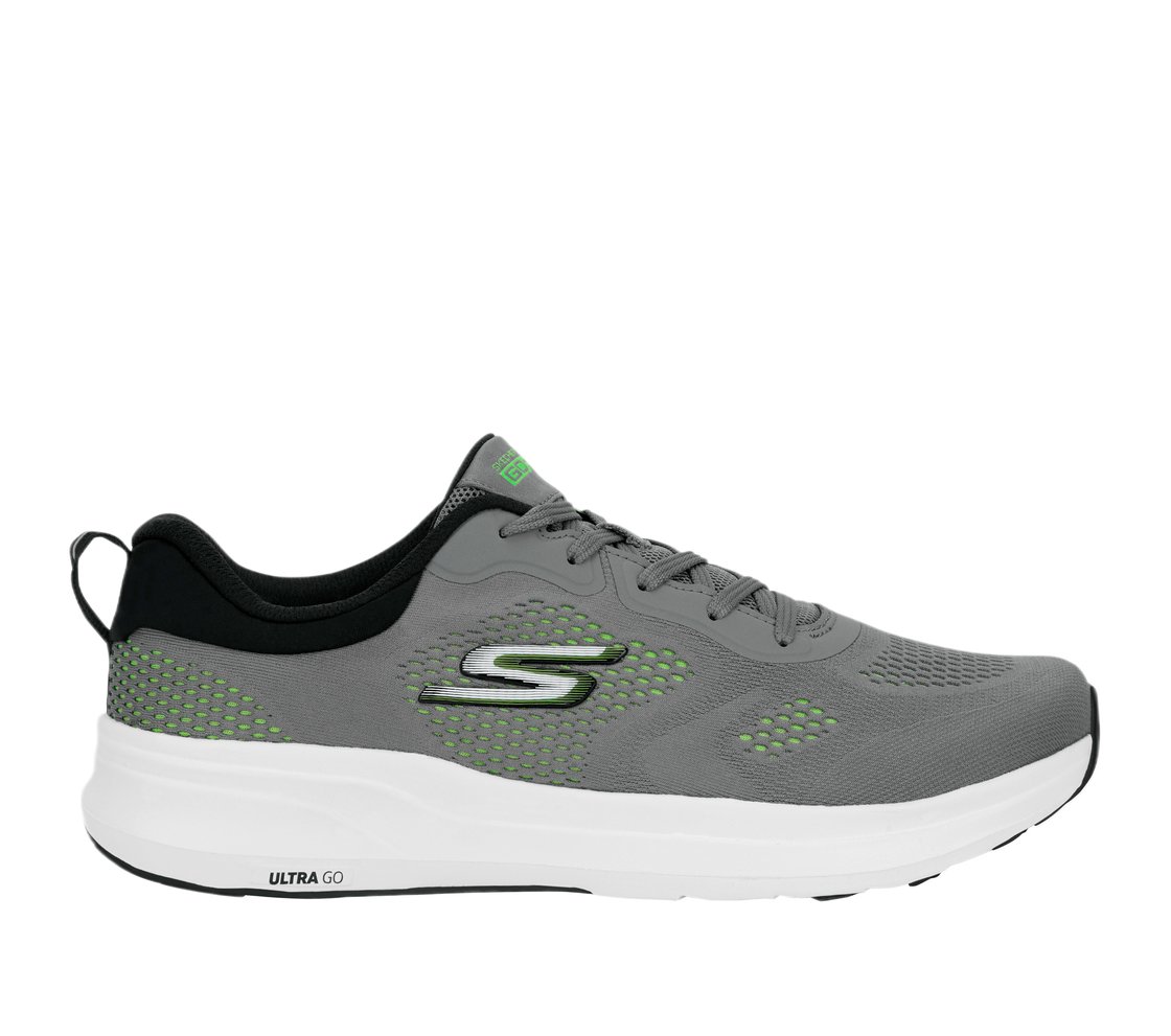 GO RUN PURE, GREY/LIME Footwear Lateral View