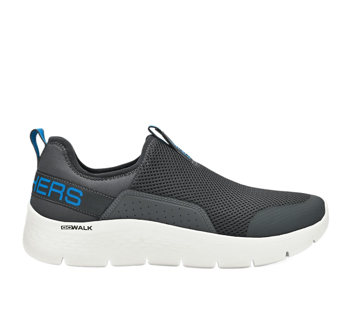 GO WALK FLEX, CHARCOAL/BLUE Footwear Lateral View