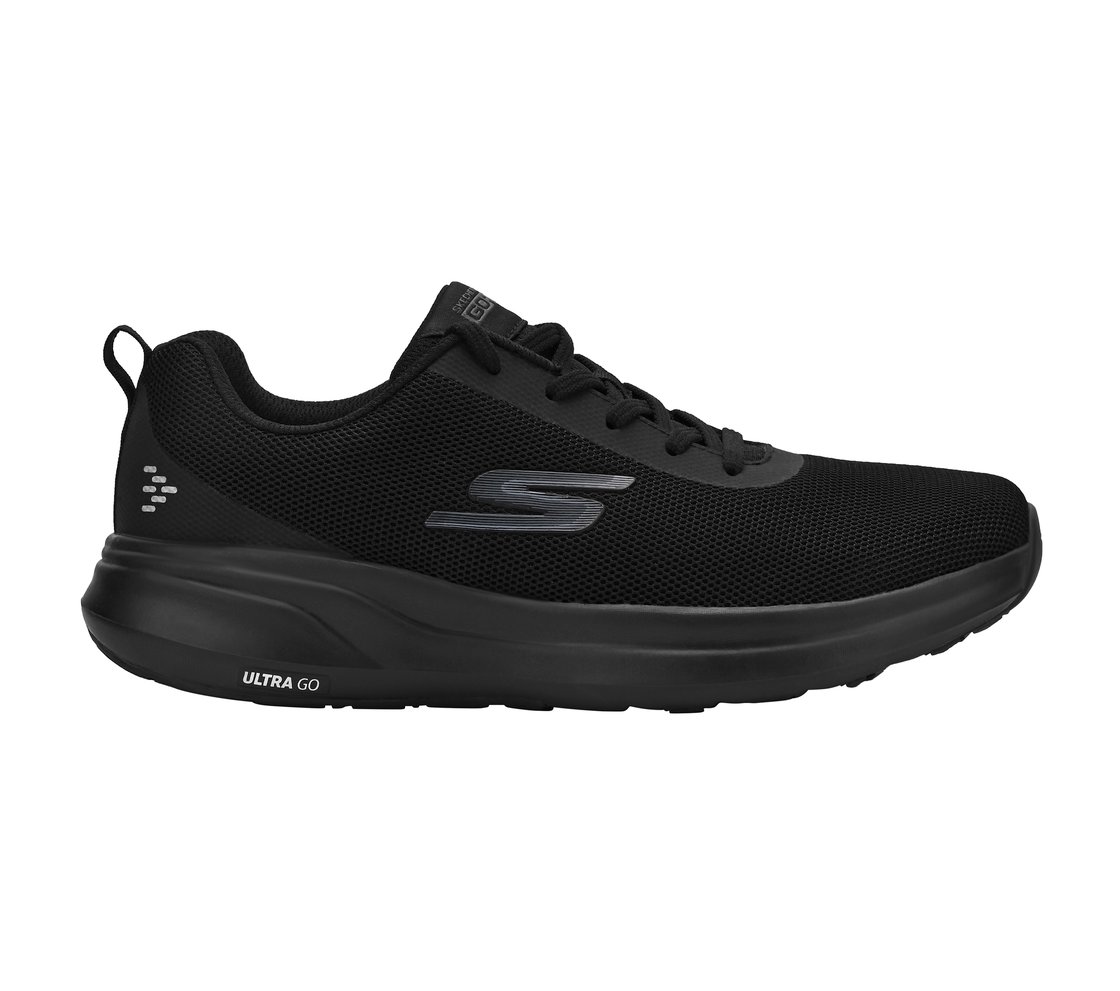 GO RUN PURE, BLACK Footwear Lateral View