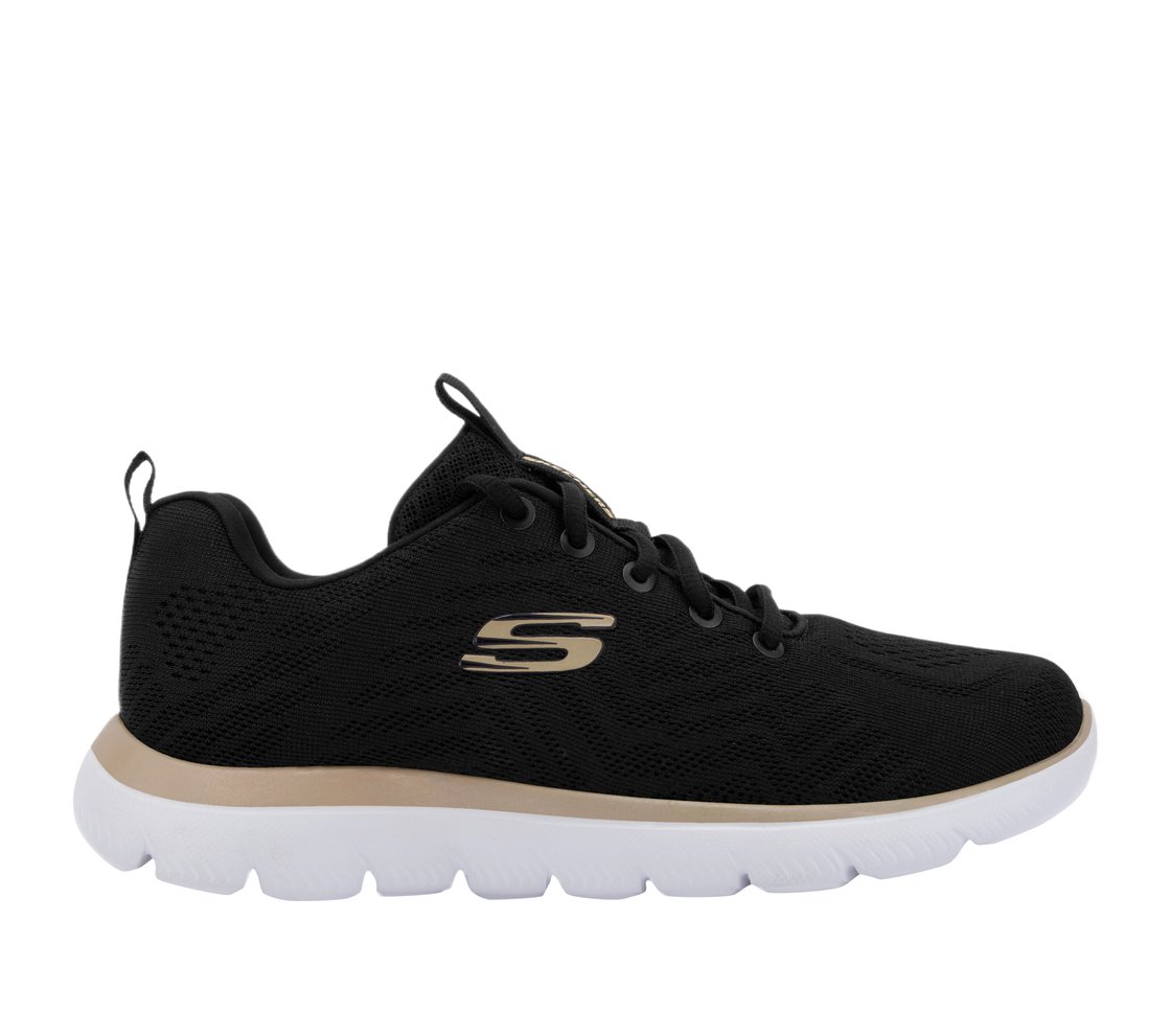 SUMMITS, BLACK / GOLD Footwear Lateral View