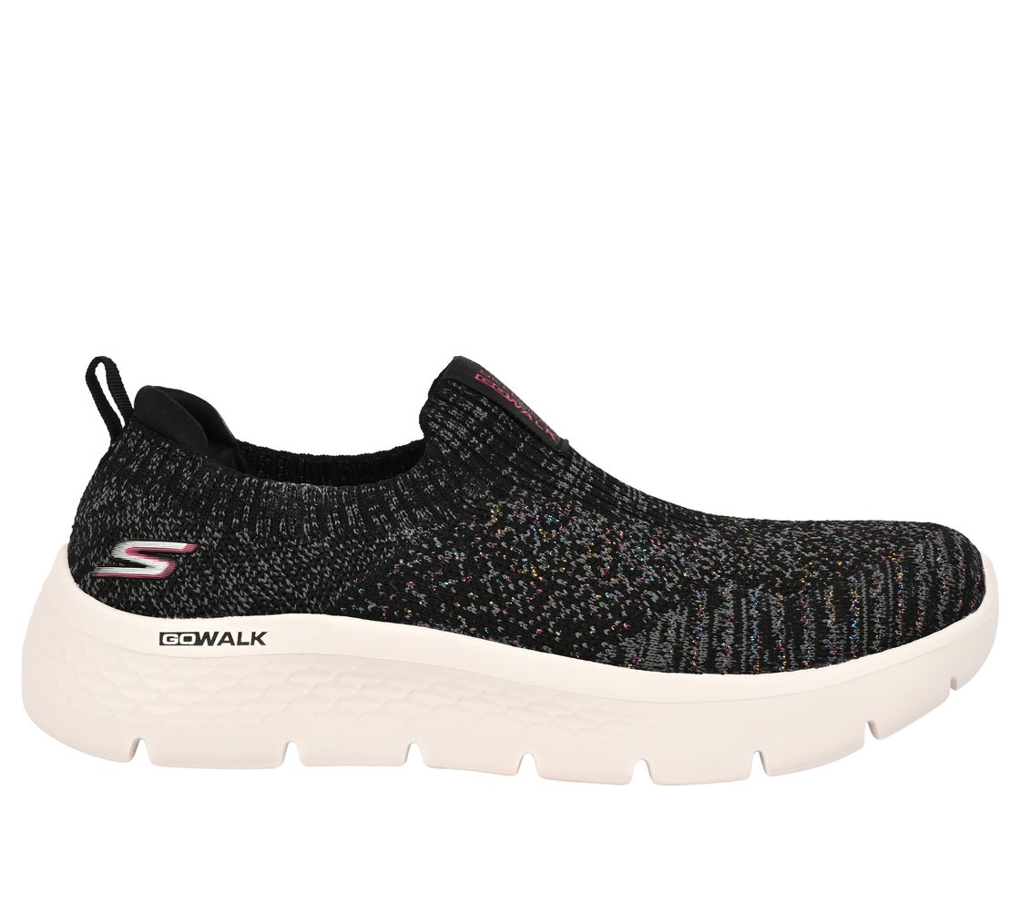 GO WALK FLEX, BLACK/MULTI Footwear Lateral View
