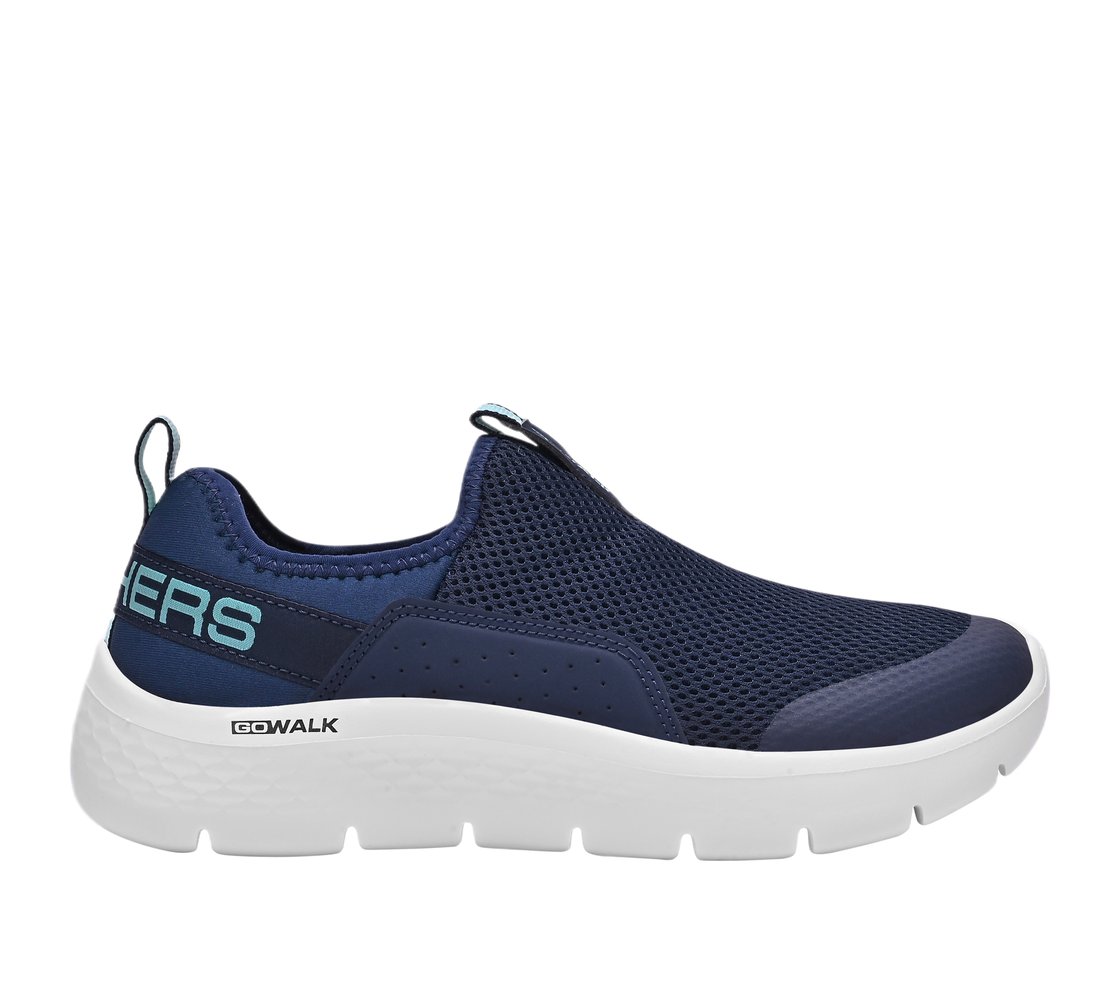 GO WALK FLEX, NAVY/AQUA Footwear Lateral View