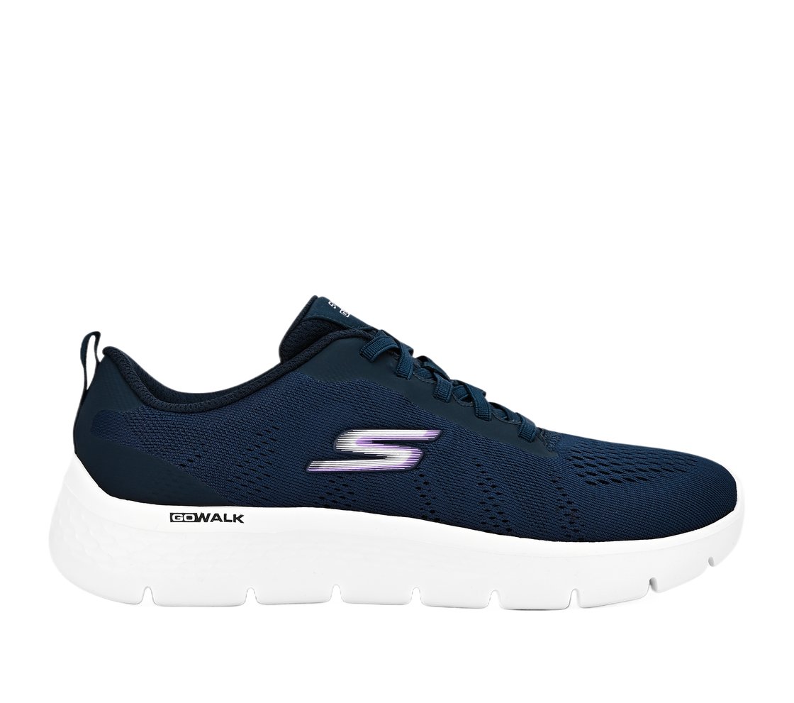 GO WALK FLEX, NAVY/LAVENDER Footwear Lateral View
