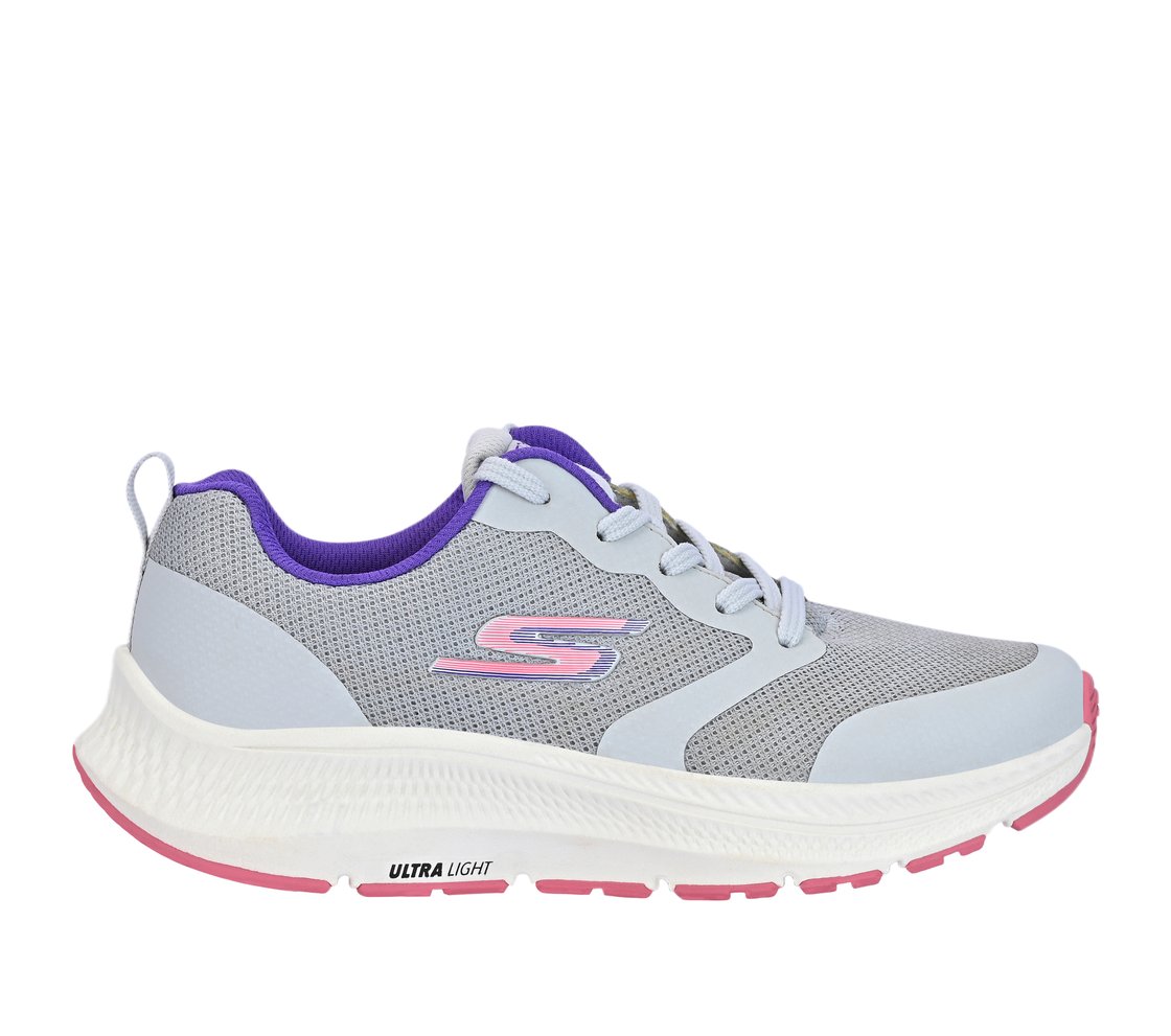 GO RUN CONSISTENT 2, GREY / PURPLE Footwear Lateral View