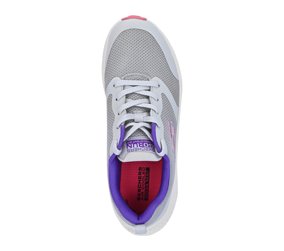 GO RUN CONSISTENT 2, GREY / PURPLE Footwear Lateral View